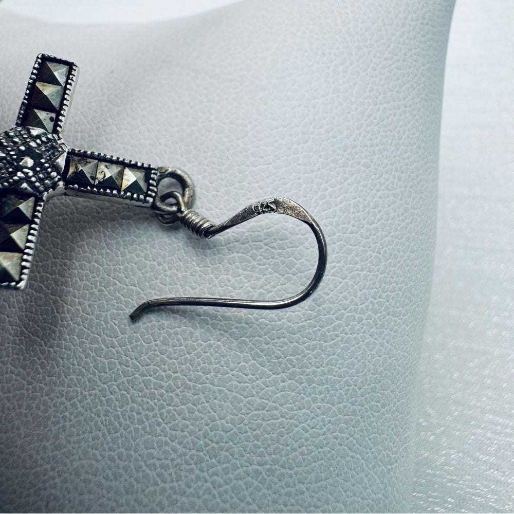 S925 Marcasite Cross Earrings