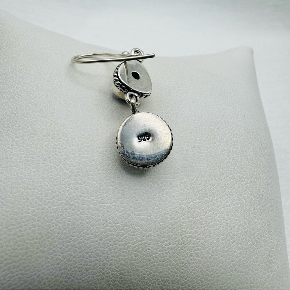 S925 Blue Topaz and Pearl Dangle Earrings