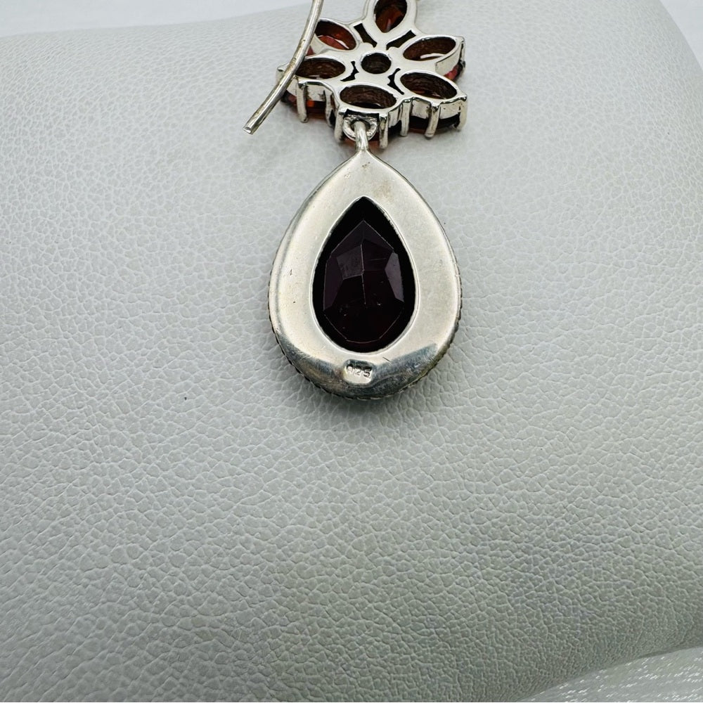 S925 Garnet Floral Earrings
