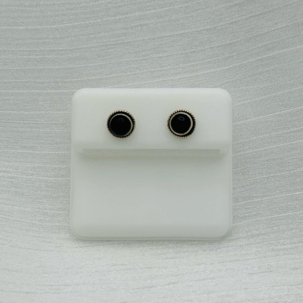 Round Braided Onyx S925 Stud Earrings