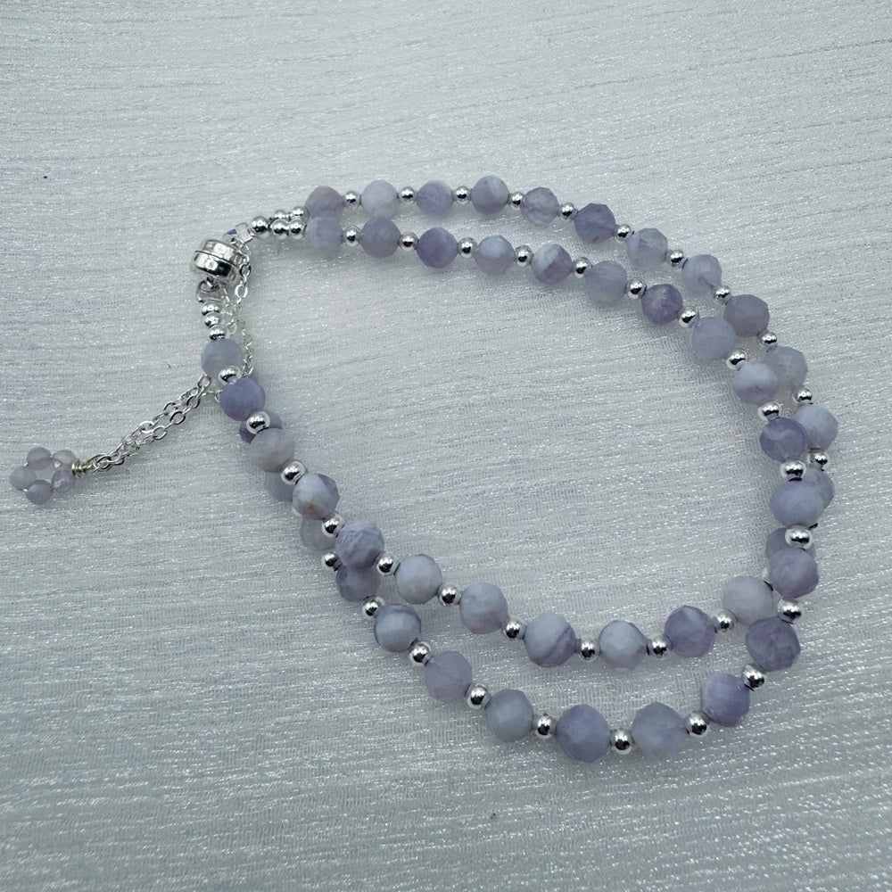 Lavender Quartz Adjustable Double Bracelet 10”