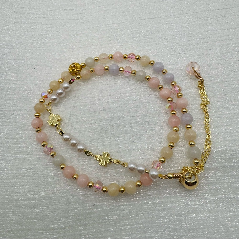 Morganite Gemstone Adjustable Gold Bracelet