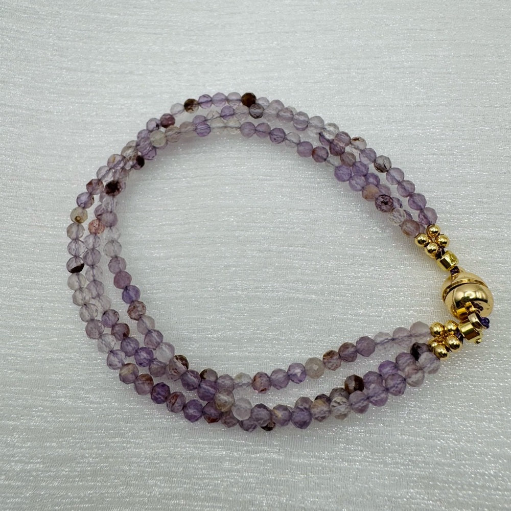 Amethyst Gemstone Gold Bracelet 10”