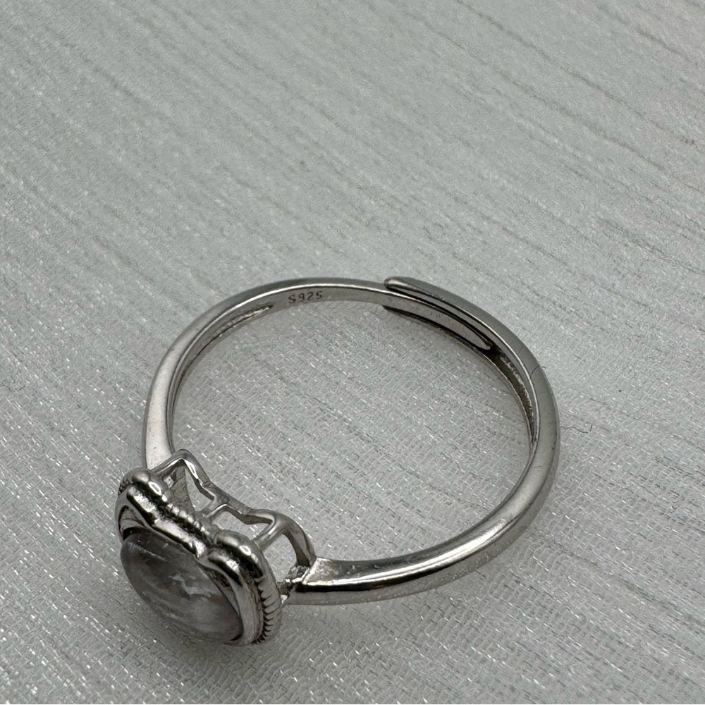 Cat Ear White Kyanite Silver Ring