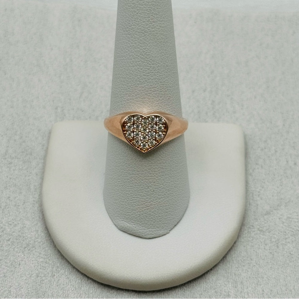 0.79 CT Moissanite Diamond Rose Gold Heart Ring
