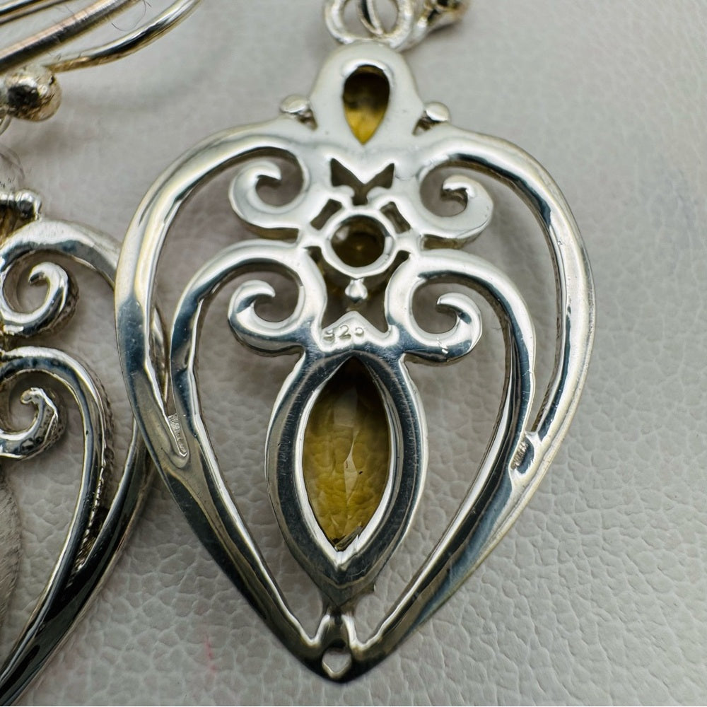 S925 Citrine Dangle Earrings