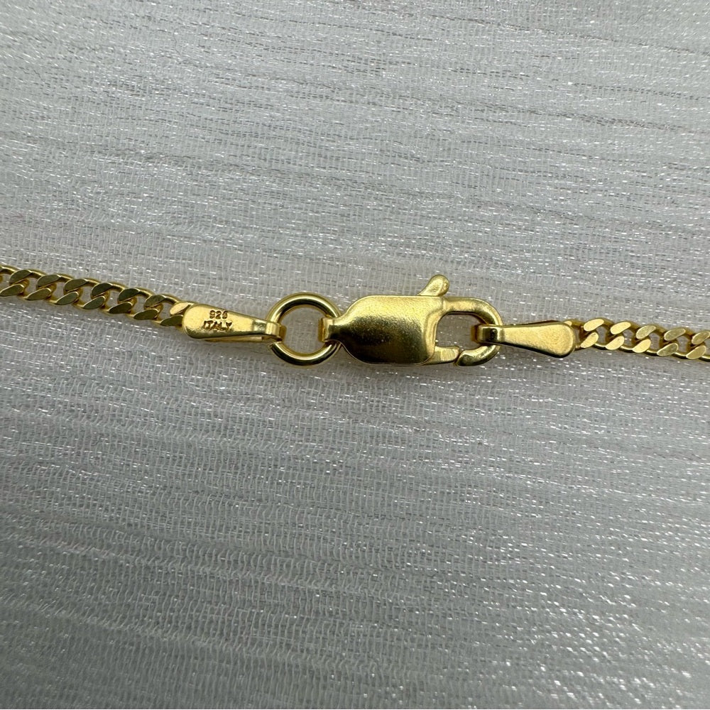 Gold over S925 Sterling Silver Cuban Link Chain Necklace