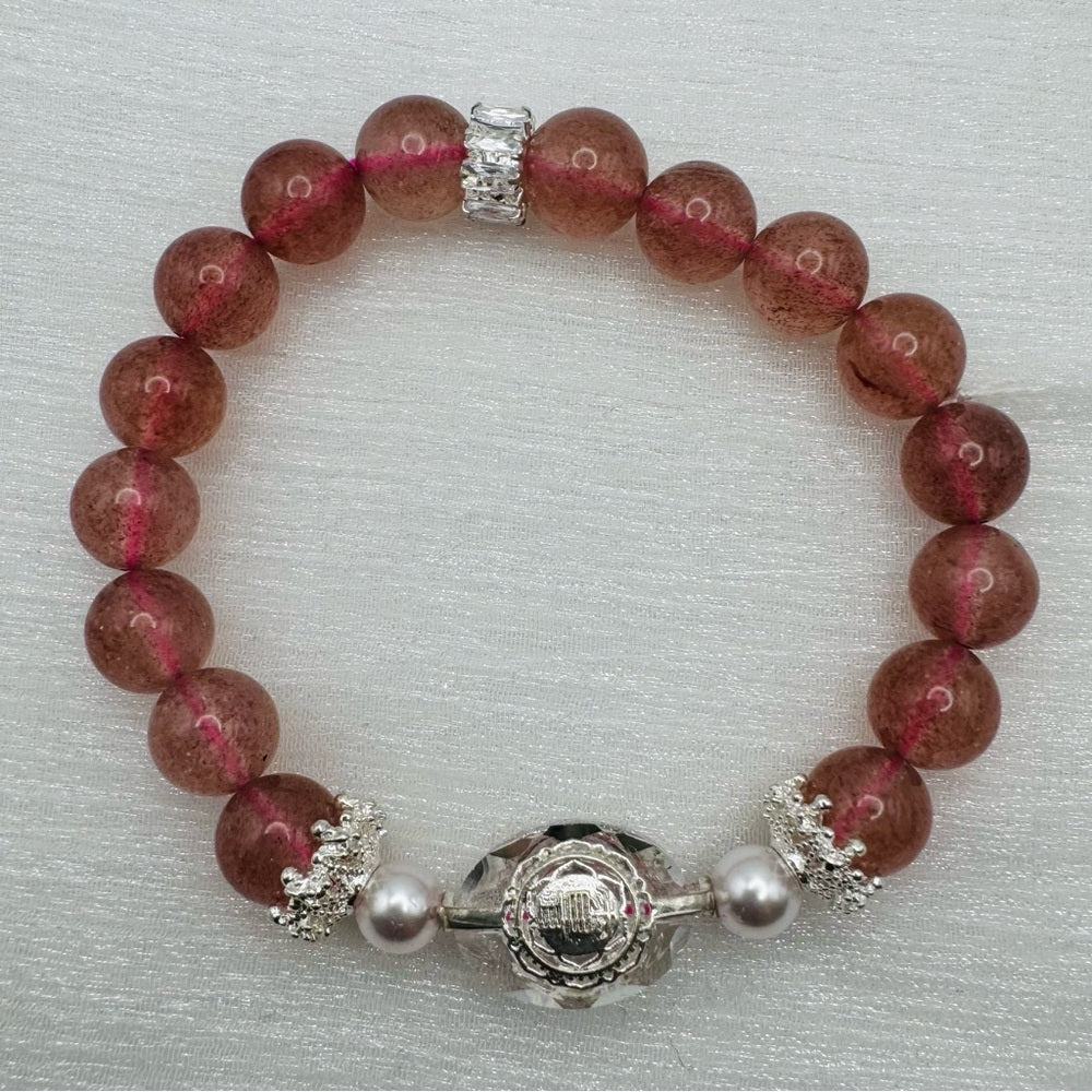 Stawrberry Quartz Gemstone Stretchy Bracelet