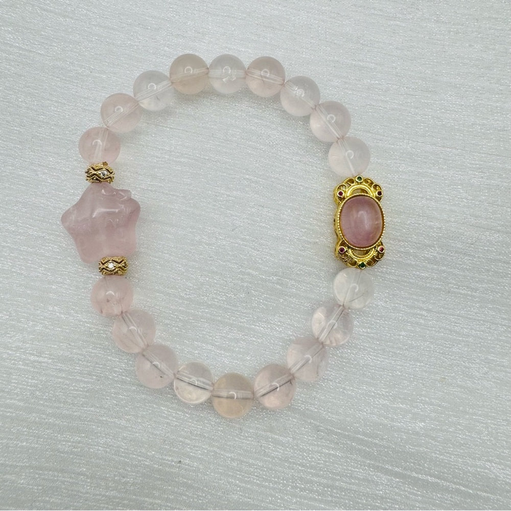 Rose Quartz Star Gemstone Stretchy Bracelet