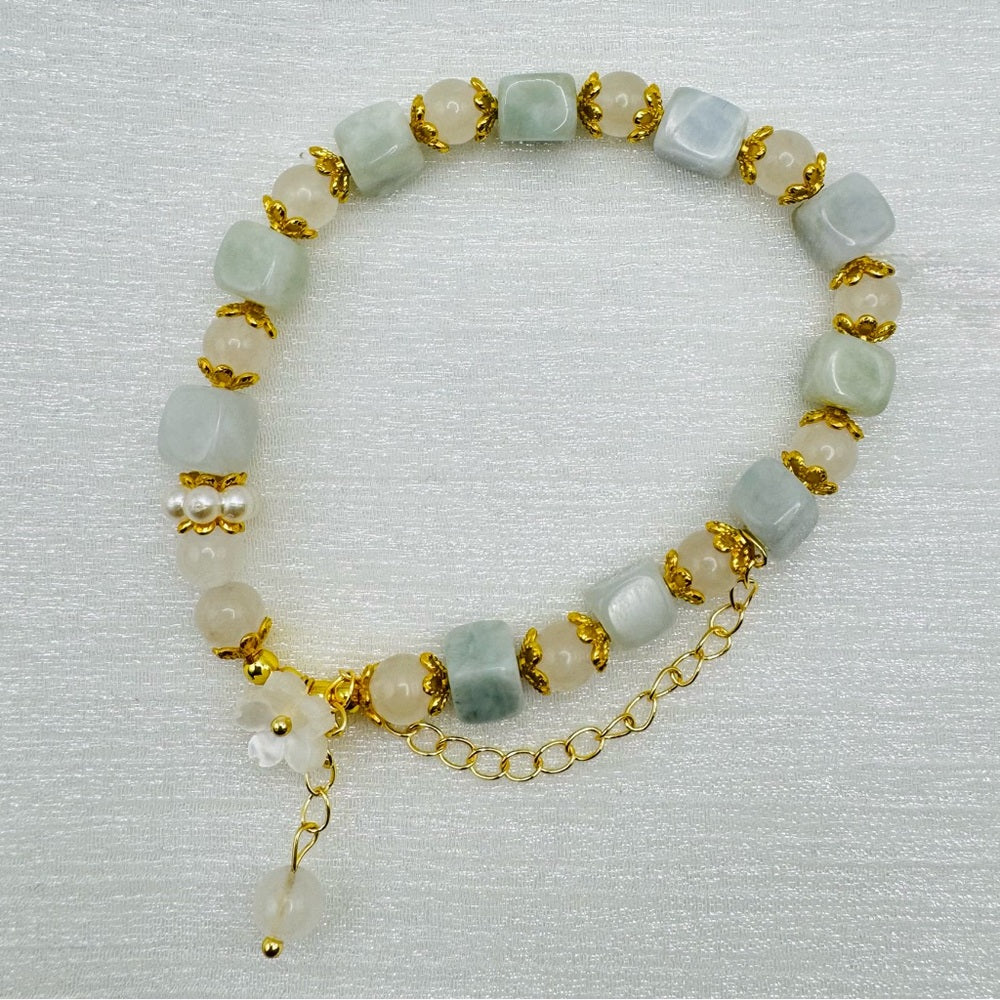 Multicolor Jade Flower Stretchy Bracelet