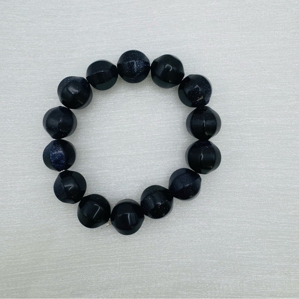 Dark Blue Sandstone Stretchy Gemstone Bracelet