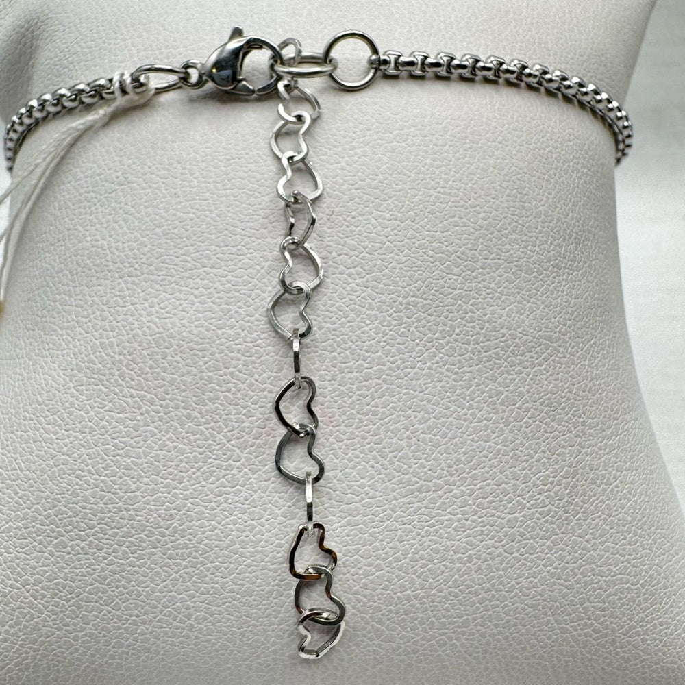 Natural Freshwater Pearl Silver Paperclip Bracelet