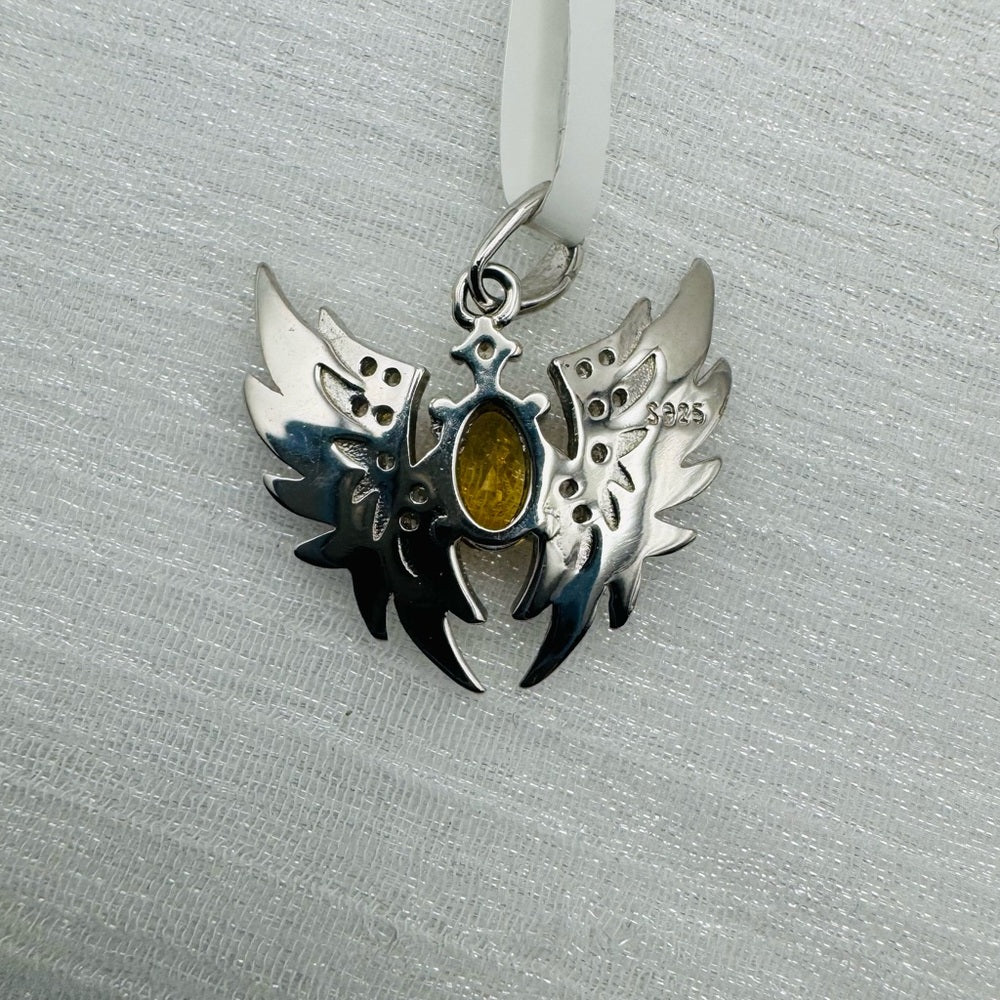 S925 Citrine Wing Pendant