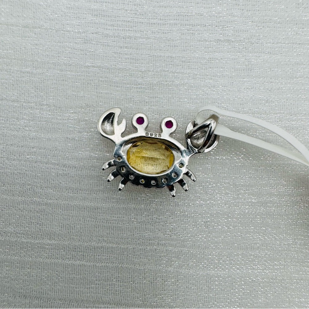 S925 Citrine Crab Pendant