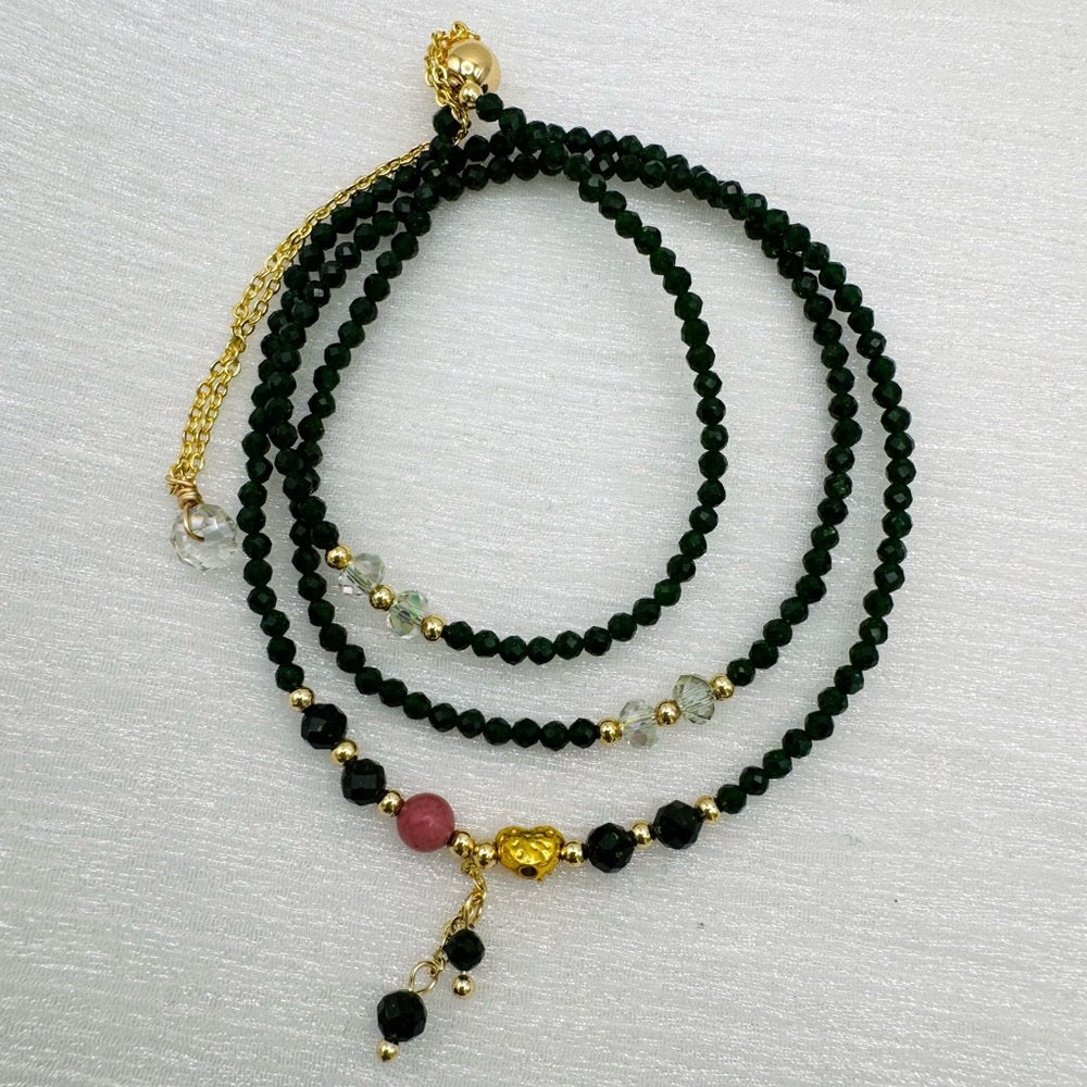 Dark Green Sandstone Adjustable Necklace