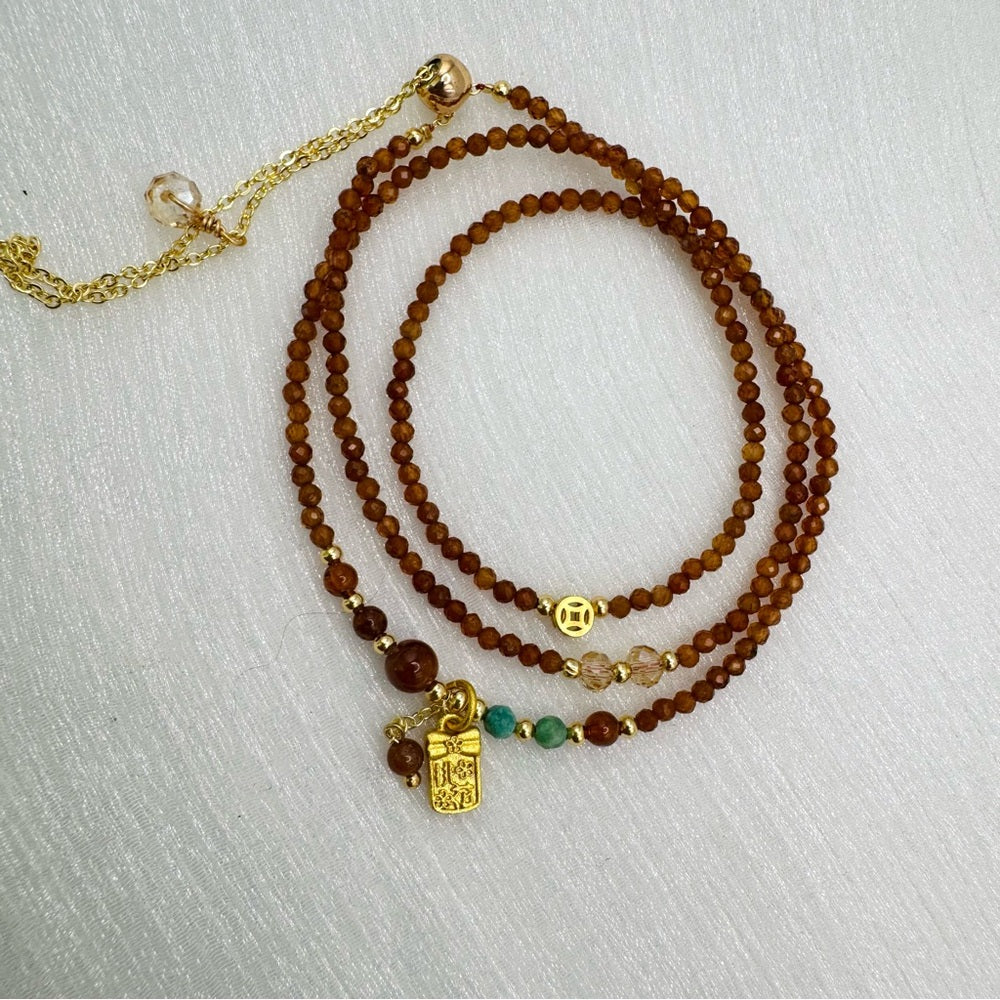 Orange Garnet Adjustable Necklace