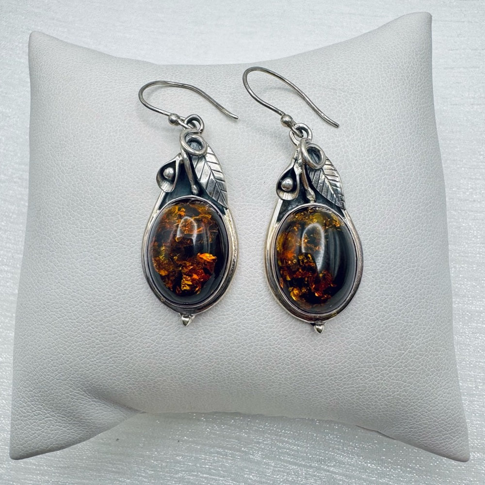 Baltic Amber Leaf Earrings