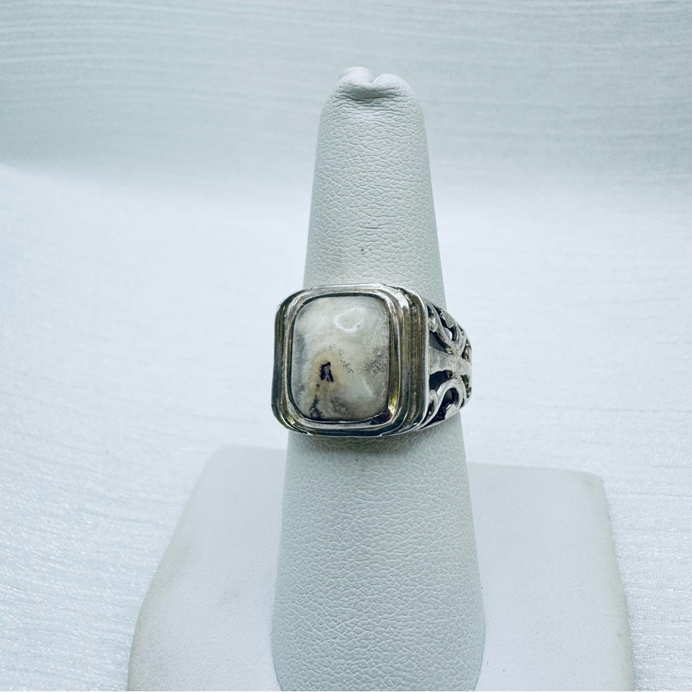 S925 White Buffalo Turquoise Ring