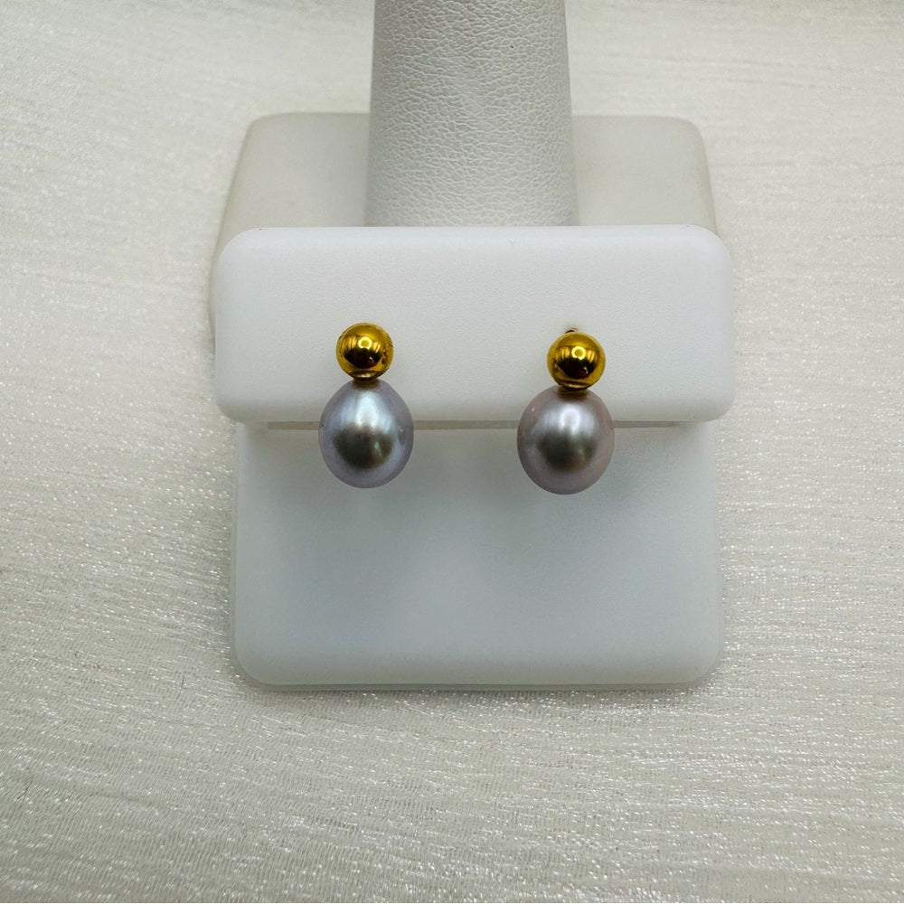 Freshwater Pearl Drop Stud Earrings