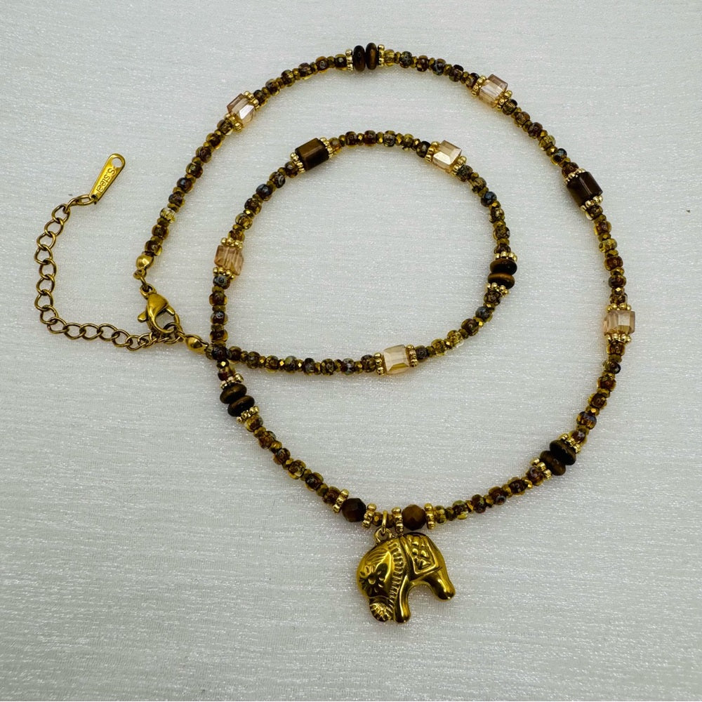 Picture Jasper and Tigers Eye Gemstone Necklace