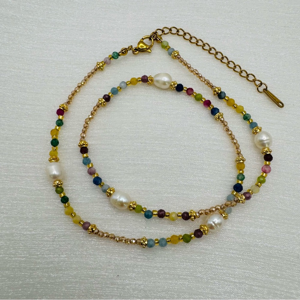Mixed Gemstone and Freshwater Pearl Necklace
