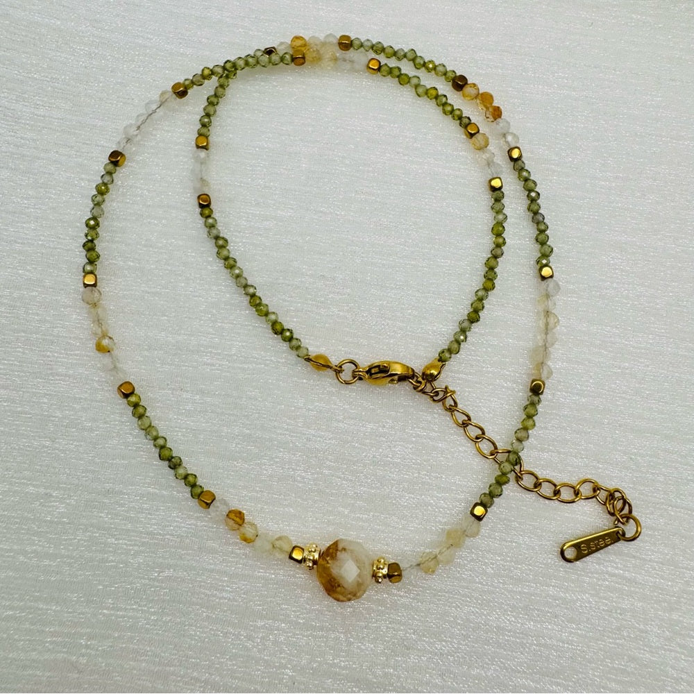 Citrine & Peridot Gemstone Necklace