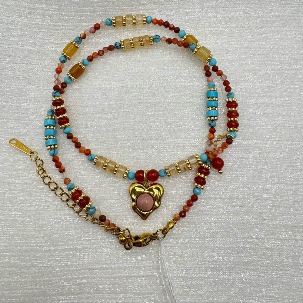 Turquoise, Carnelian, Citrine Necklace
