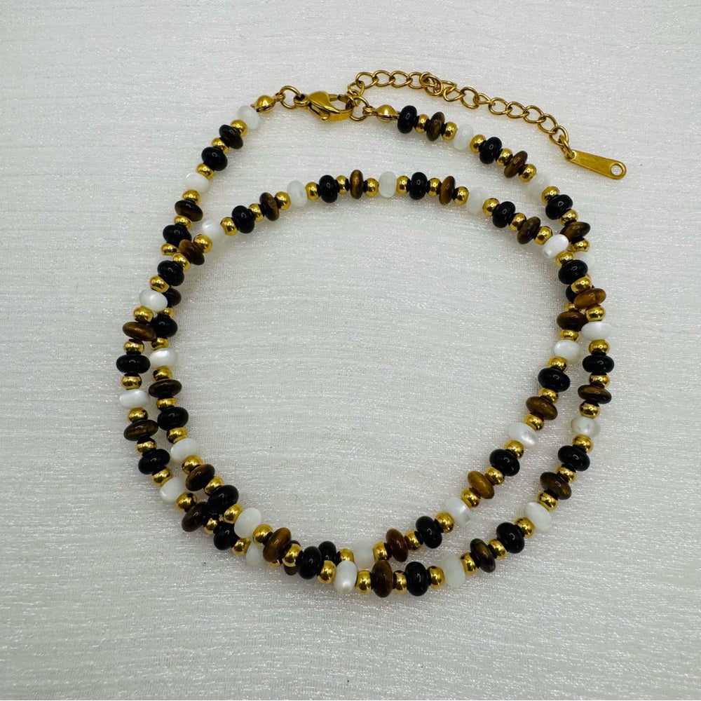Mother of Pearl and Tigers Eye Necklace