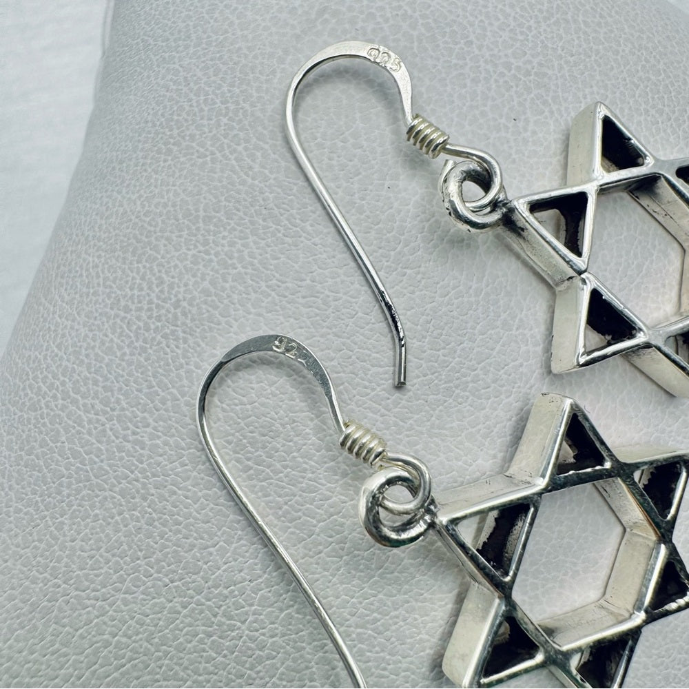 S925 Sterling Silver Star of David Earrings