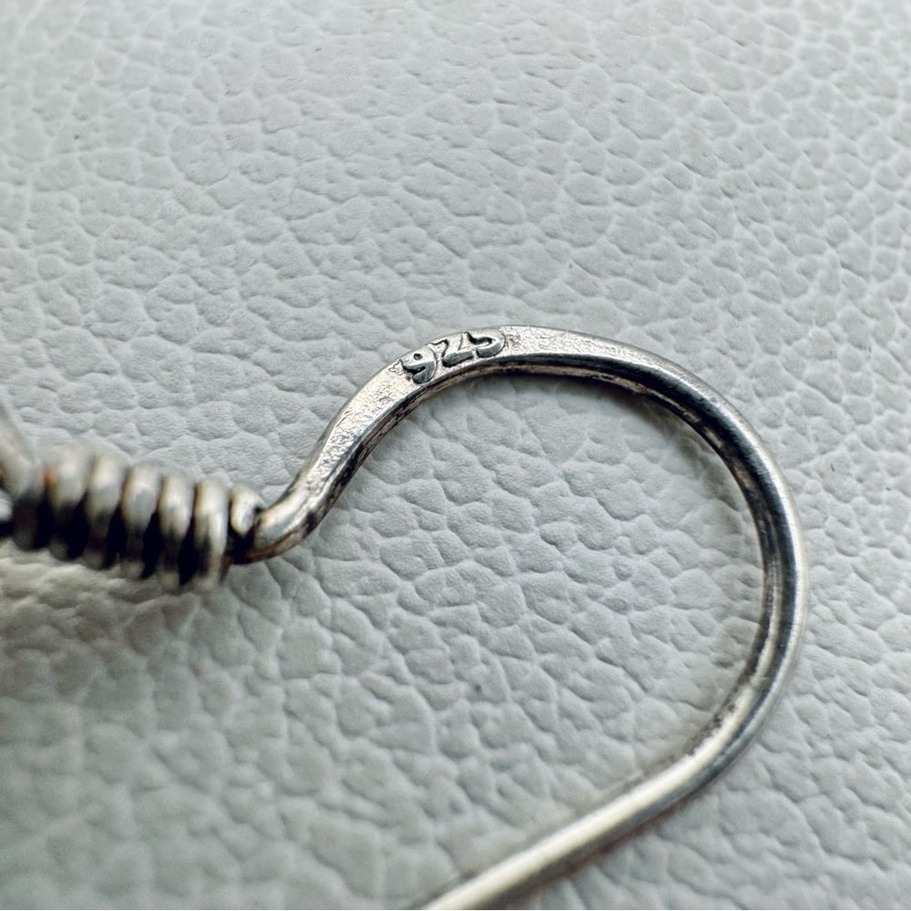 S925 Rose Quartz Oval Dangle Earrings