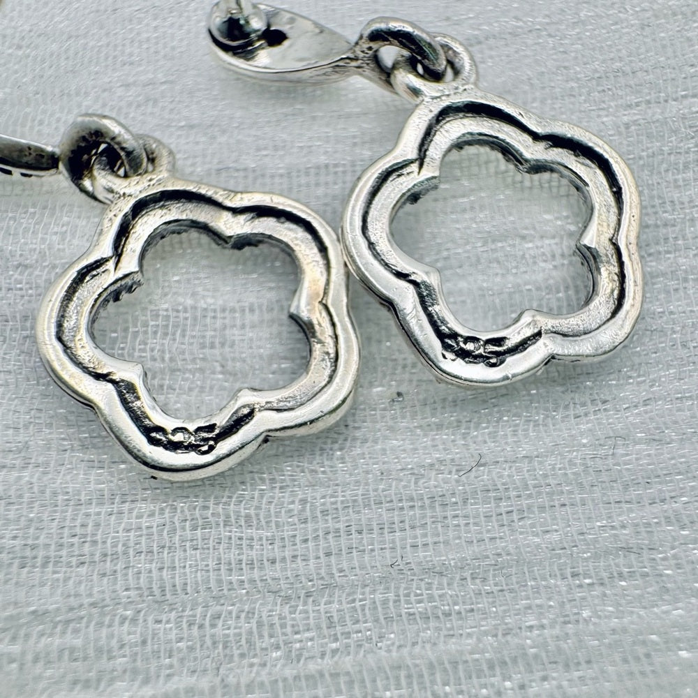 S925 Marcasite Flower Dangle Earrings