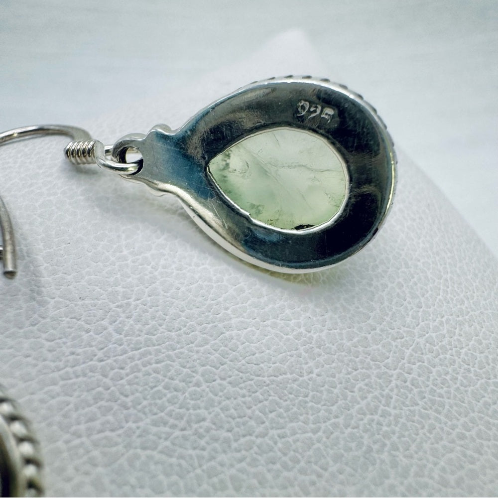 S925 Prehnite Teardrop Earrings