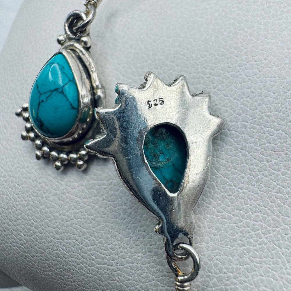 S925 Turquoise Teardrop Dangle Earrings