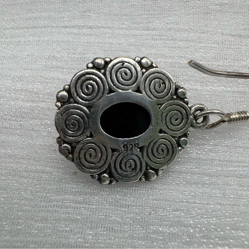 S925 Black Onyx Dangle Earrings