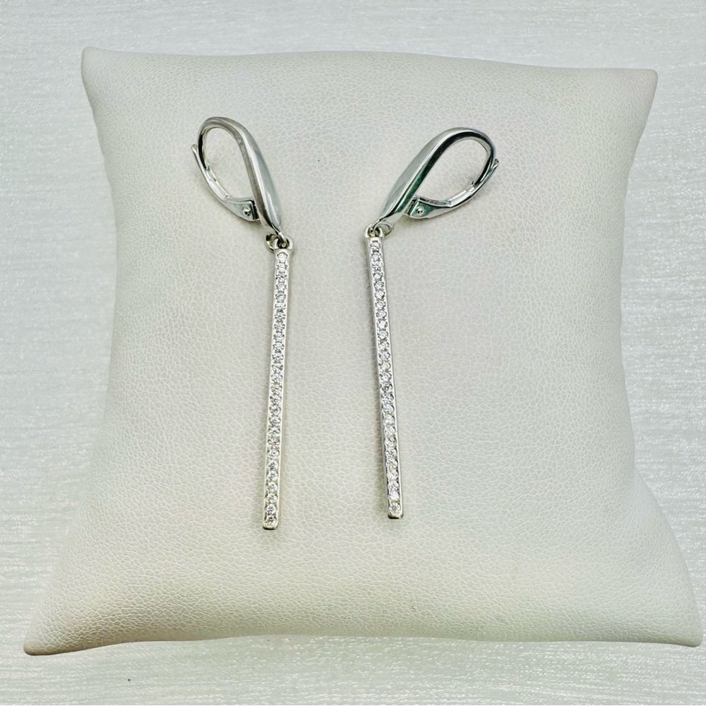 Silver Pavé Dangle Earrings