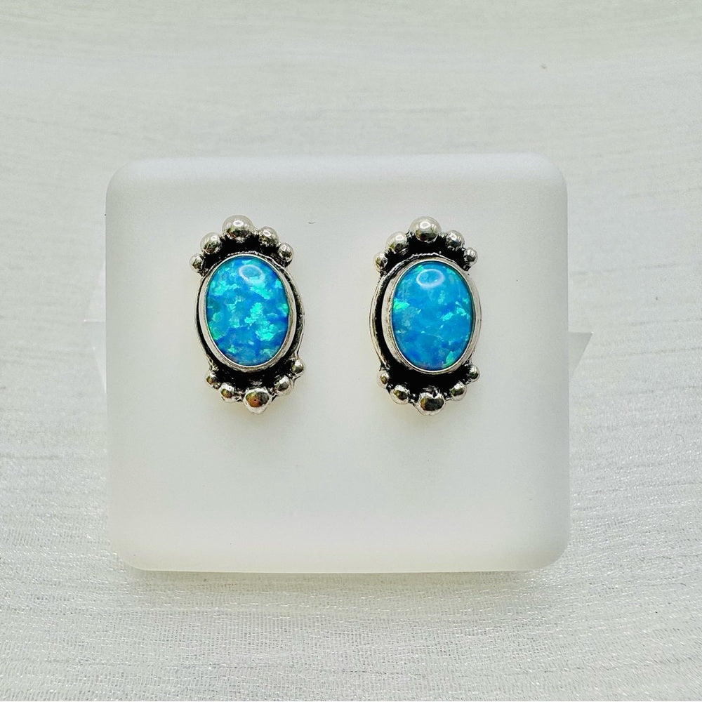 S925 Australian Opal Stud Earrings