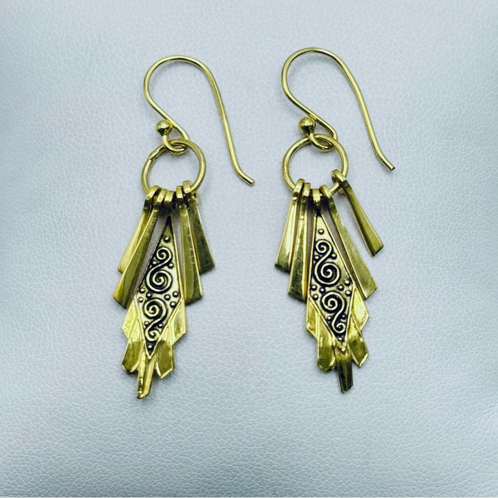 S925 Gold Plated Celestial Swirl Dangle Earrings