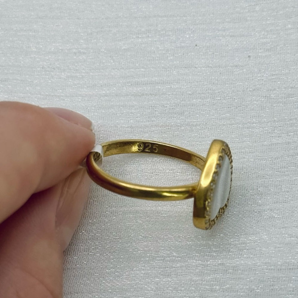S925 Gold Plated Mother of Pearl Heart Ring