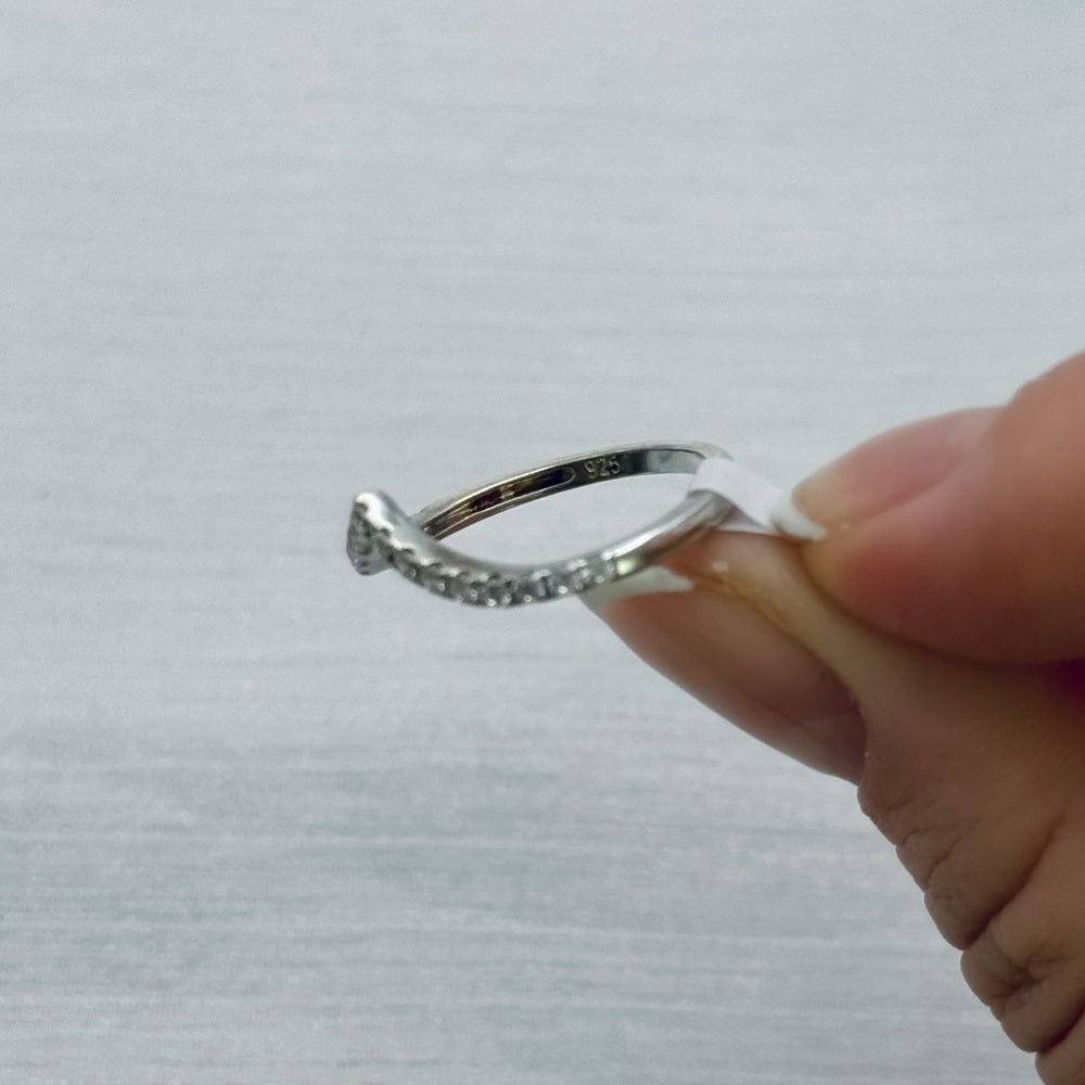 S925 Silver CZ Wishbone Ring