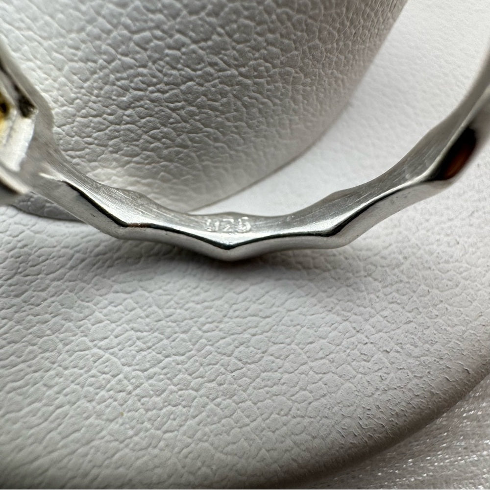 S925 Citrine Princess Cut Ring