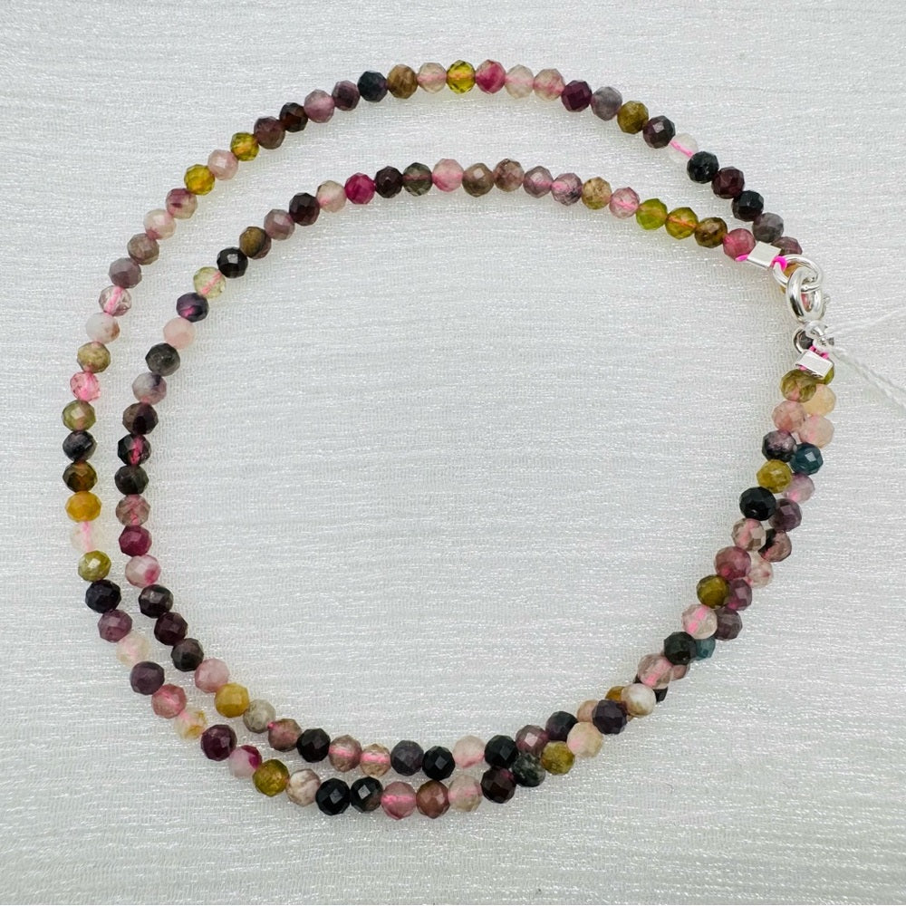 Rainbow Tourmaline Beaded Gemstone Necklace