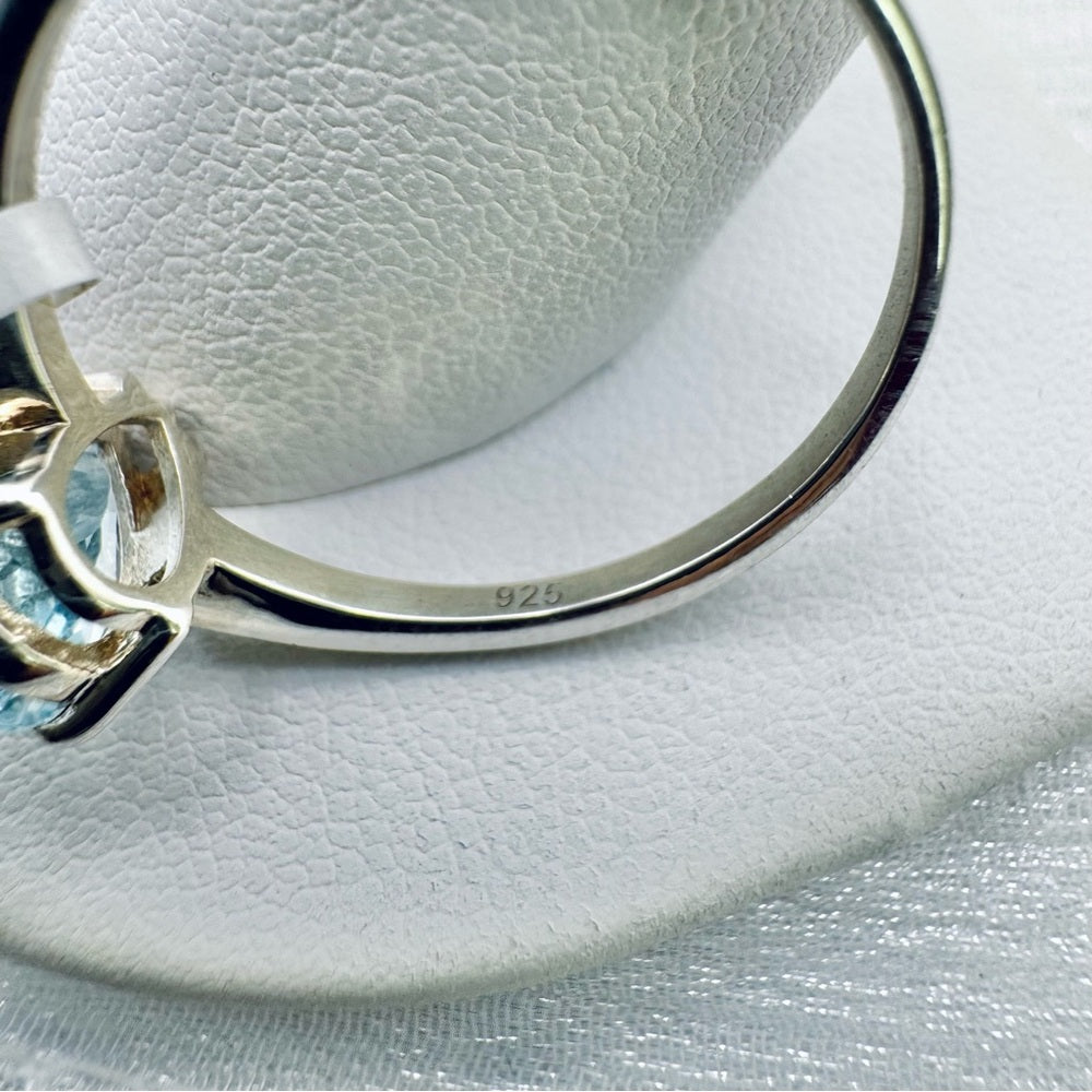 S925 Swiss Blue Topaz Pear Ring
