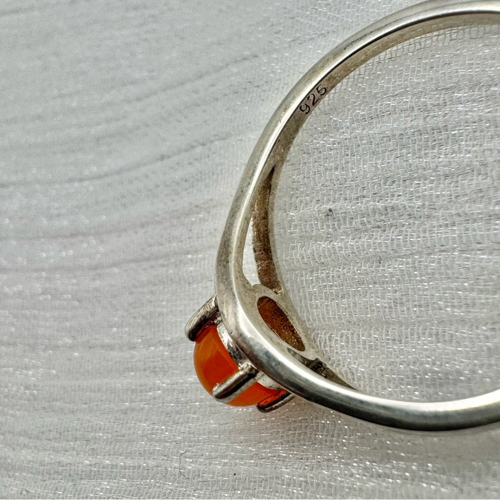 S925 Round Carnelian Ring