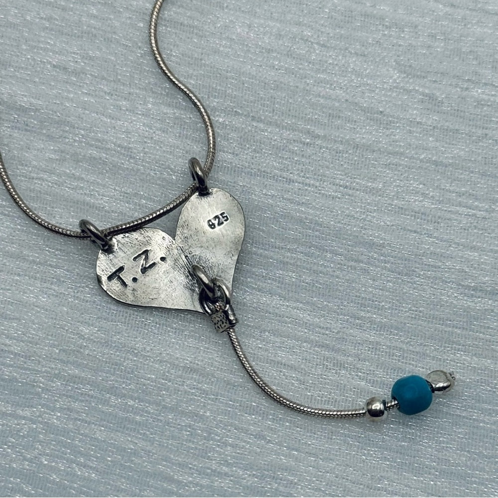 S925 Heart Turquoise Dangle Necklace