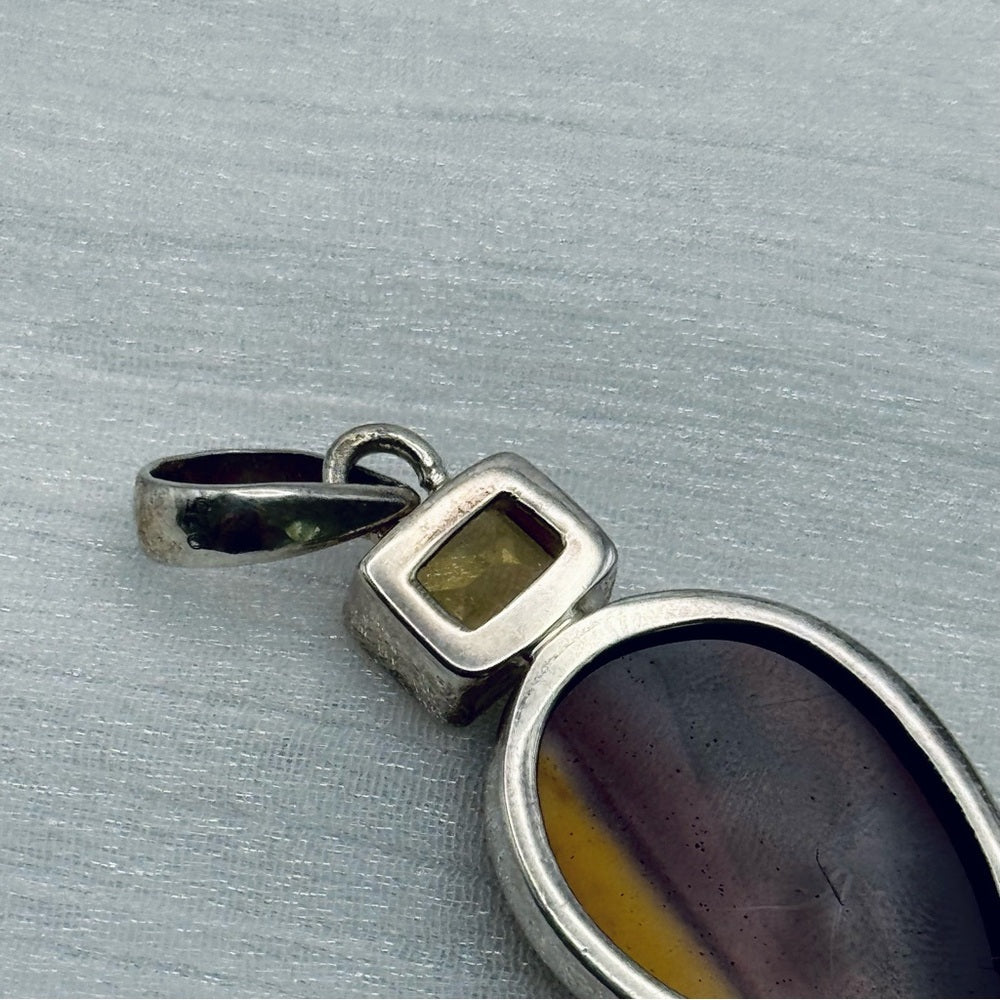 S925 Mookaite and Citrine Gemstone Pendant