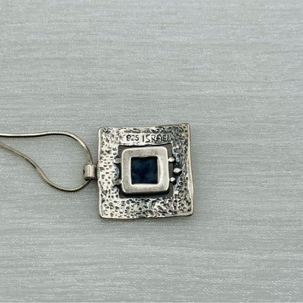 S925 Square Sodalite Pendant