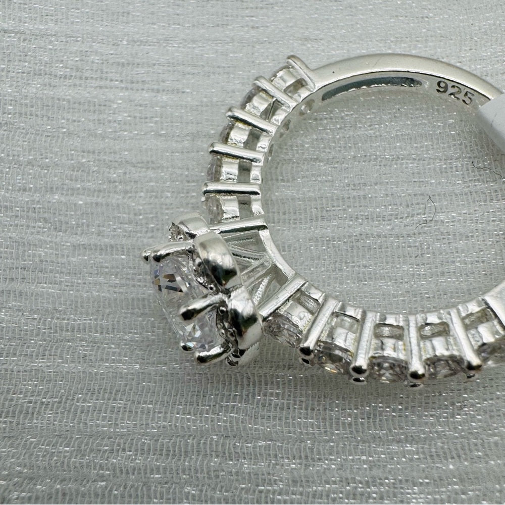 S925 Lauren Crystal Flower Half Eternity Ring