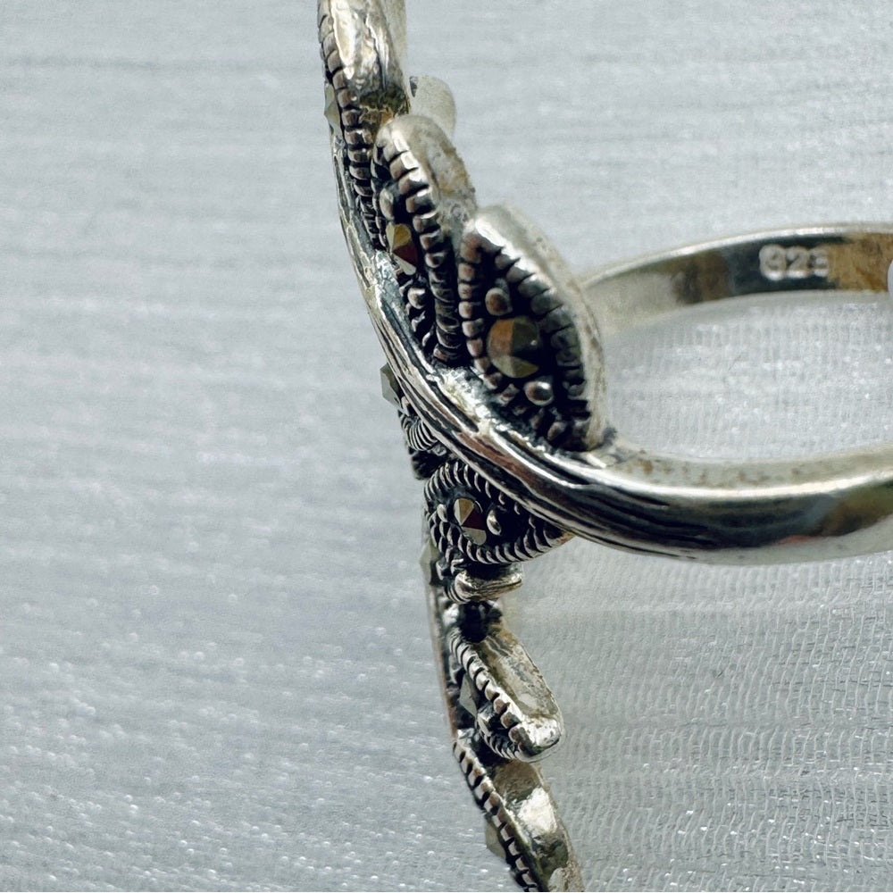 S925 Marcasite Leaf Ring