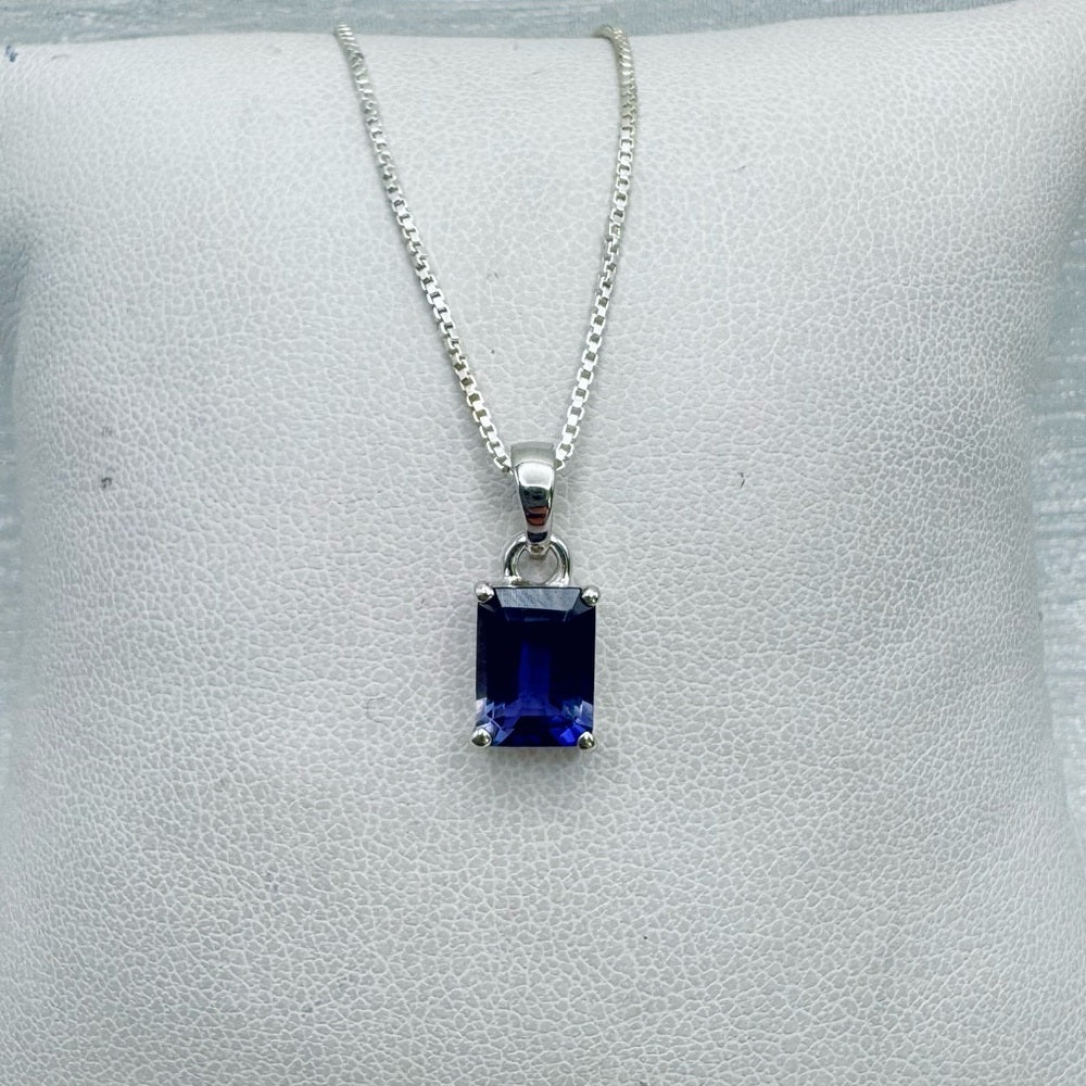 S925 Lolite Emerald Cut Pendant