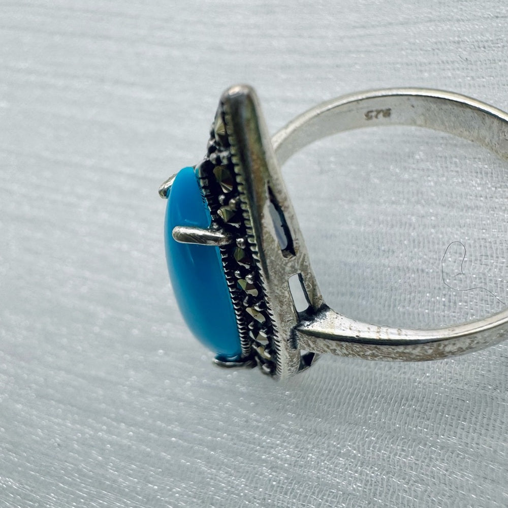 S925 Ava Marcasite and Magnesite Ring